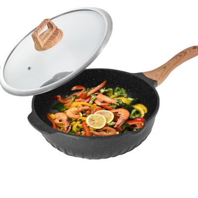 China Durable Cast Aluminum Nonstick Marble Coating Frying Pan With Lid for sale