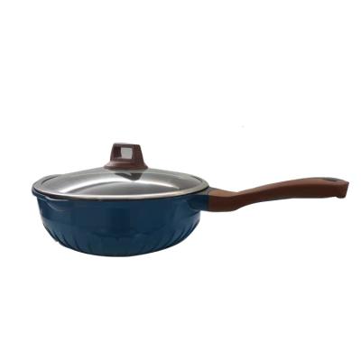 China Viable non-stick pan with lid. Aluminum non-stick frying pan with heating indicator, anti-scratch and anti-clogging deep frying pan for sale