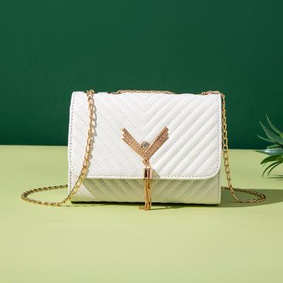 China 2021New Urban Fashion All-match Bag Chain Tassel Simplicity Small Square Shoulder Bag Cross - body china export bag for sale