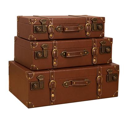 China Retro in the Old Vintage Retro Style Vintage Box Steamer Trunk Luggage Running Classic Leather Handmade Classic Suitcase Luggage (Old) for sale