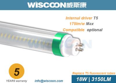 China High Lumen 4ft LED Tube Light T5 160 Lm/W For Supermarket , Rotating Cap End for sale