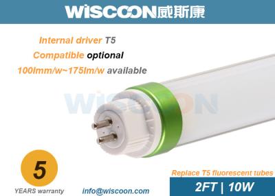 China 10W 60cm T5 LED Tube Light With LM80 Chips Rubycon Capacitor For Hotel for sale