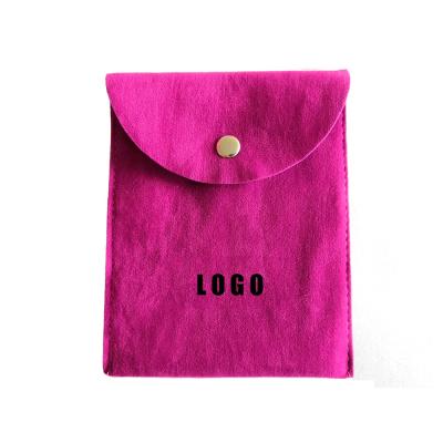 China Custom Jewelry Packaging Suede Jewelry Pouch With Snap Button Custom for sale