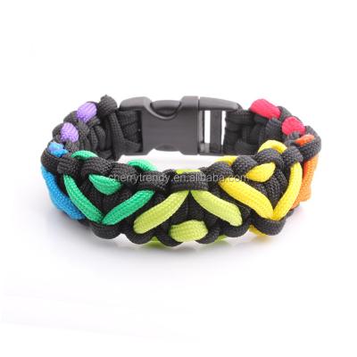 China FASHIONABLE Paracord Bracelet Rainbow Hearts Outdoor Survival Camping Bracelet for sale