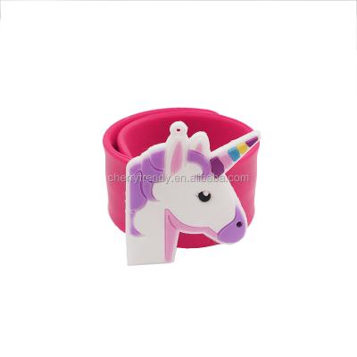 China TRENDY Unicorn PVC Slap Wristband Bracelet For Kids Party for sale