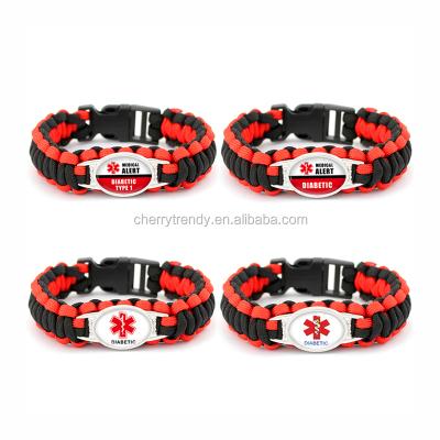 China TRENDY Diabetic Awareness Alert Paracord Medial Bracelets for sale