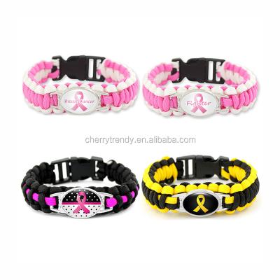 China TRENDY Breast Cancer Awareness Paracord Bracelets for sale