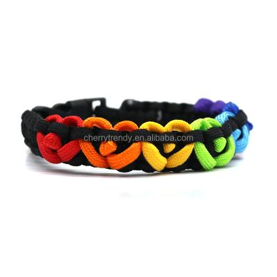 China FASHIONABLE Rope Chain Bracelets Paracord Hearts Rainbow Survival Colorful Bracelet for sale