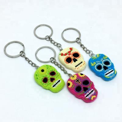 China Novelty Fun Sugar Skull Rubber Keyring SK494 Gift for sale