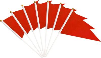 China Bastones de plástico Banderas de la bandera roja Mini Mano Solid Bandera en blanco Club Deportivo Escuela en venta