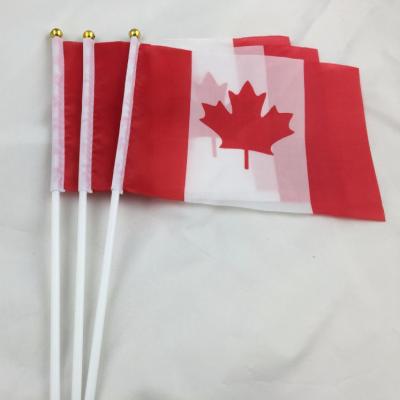 China Mini Hand Waving Flag On Plastic Stick Sportclub School Festival Nationale vlag Polyester Te koop