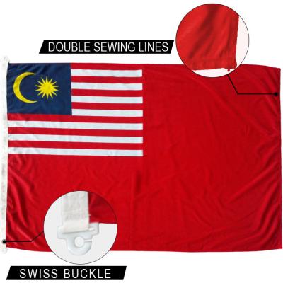 China 3x5' The civil ensign of Malaysia used by civilian vessels Knitted Polyester flags with Rope and loops for sale