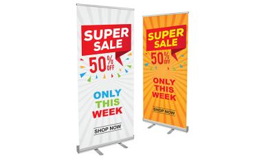 China Custom Printed Retractable Roll Up Banner Stand Portable Exhibition Advertising 80 X 200 120 X 200cm for sale