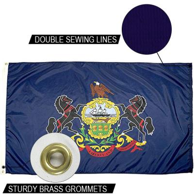 China State of Pennsylvania Flag 3x5 ft Outdoor Heavy duty Dupont Nylon US Flags Strong Canvas Heading and  Brass Grommets for sale