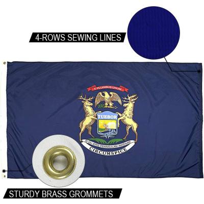 China 3x5 Ft State Of Michigan Flag Outdoor Heavy Duty Dupont Nylon US Flags Water Resistant for sale