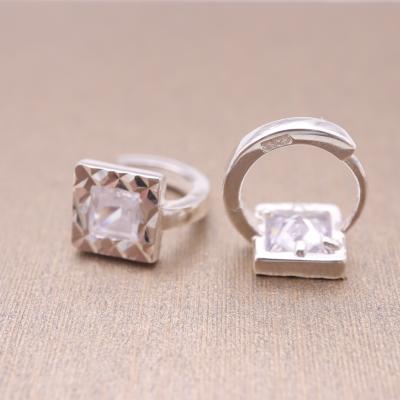 China The CLASSIC SayYes 925 Square Silver Circle CZ Huggie Earrings With Zircon Women Jewelry for sale