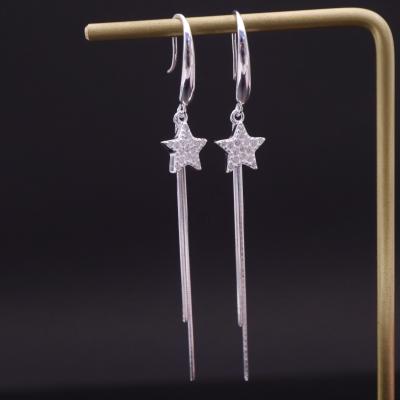 China Casual/Sporty SayYes 925 Sterling Silver Jewelry Zircon Tassel Star Drop Dangle Earrings Silver Plated For Women for sale