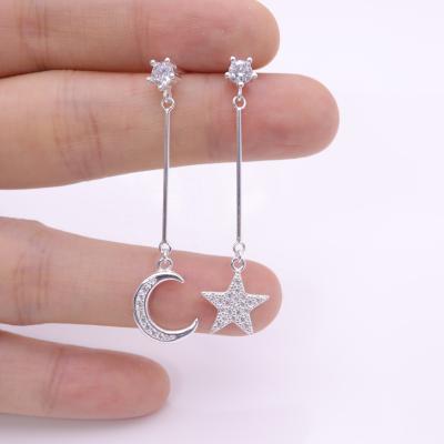 China Casual/Sporty SayYes 925 Sterling Silver Jewelry Zircon Moon Star Drop Earrings Silver Plated For Women for sale