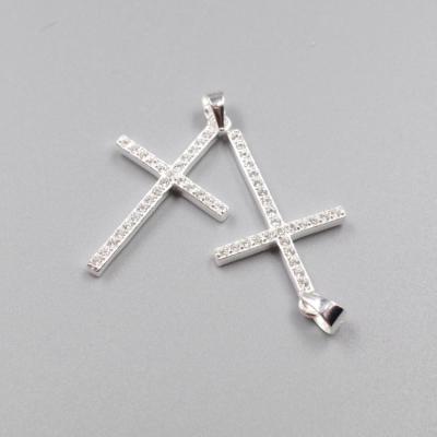 China Religious SayYes Jewelry 925 Sterling Silver Zircon Religious Cross Charms Pendant Silver Plated For Men And Women for sale