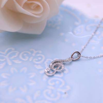 China Casual / Sporty SayYes Jewelry 925 Sterling Silver Zircon Musical Note Treble Clef Charms Pendant Rhodium Plated For Women for sale