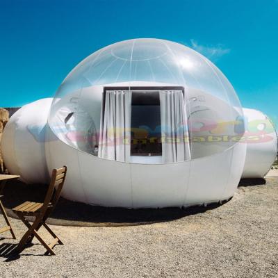 China Outdoor commercial 0.8mm PVC+0.6mm PVC igloo carpas inflatables clear inflatable structure transparent camping bubble tent for sale