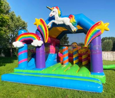 China Outdoor Entertainment Inflatable Castle Inflatable Unicorn Jumping Jumping Combined Jumping Castle With Slide for sale