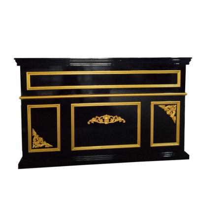 China Beaty Hair Salon Furniture Diant Black and Gold Marble Reception Design, Customize Beauty Salon Reception Front Counter for sale