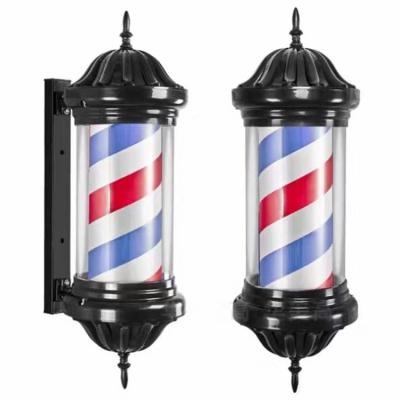 China Diant Modern Rotating Classic Chrome Plated Barber Salon Sign Pole Light With Outdoor Led Ball Salon Lamp Hairdressing Polish for sale