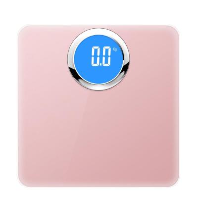 China 150 Kg Precise Electronic Bathroom Scale 6mm Tempered Glass Calibrate Pink Weighing Digital Bathroom Scale for sale