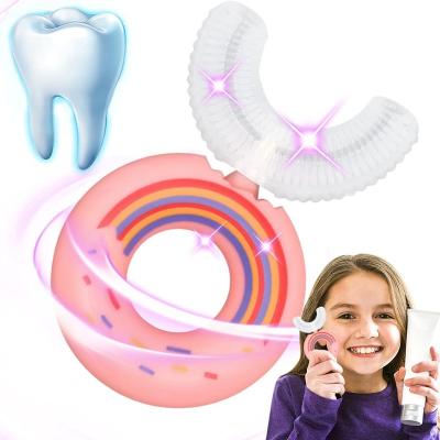 China Amazon Hot Sale Kids Adult Nylon Toothbrush U-shaped Toothbrush With Silicone Brush Head Whitening Massage U-type Toothbrush For Kids for sale