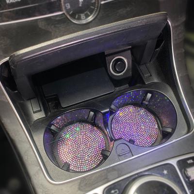 China Mat Car Gadget Bling Car Mat Silica Gel Pad Cup 2PCS Diamond Car Coaster Water Cup Slot Luxury Entry Non-Slip Holder Styling Accessories for sale