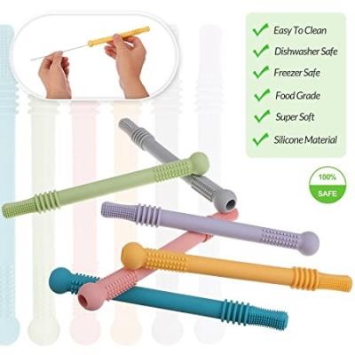 China Toy Amazon Hot Selling Hollow Soft Teething Tubes Silicone Baby Teether Tubes For Infants With Caring Biting Chew for sale