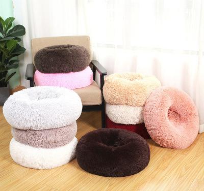 China Breathable Soft Plush Cushion Round Dog Bed Warm Winter Kennel Pet House for sale