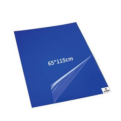 China 65*115cm Disposable Cleanroom Dust Cleaning Multilayer Blue Sticky Dust Cleaning Mat 30layer for sale