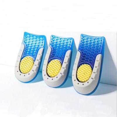 China 3/4 Soft Washable Shock Absorption Honeycomb Height Increase Heel Cup Shoe Invisible Sole Insoles for sale