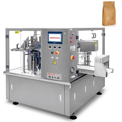 China Automatic Pouch Powder Food Premade Tea Sugar Flour Food Paper Bag Filling Packaging Machine for sale