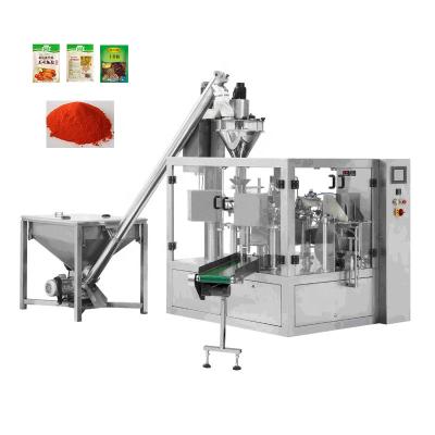 China Food Premade Pouch Chili Peppers Curry Masala Automatic Rotary Chili Powder Packing Machine for sale