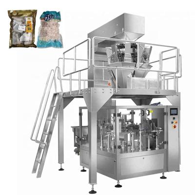 China Automatic Rotary Frozen Food Packaging Bag-given Machine For Dumpling Seafood Meat for sale