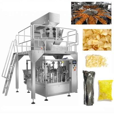 China Automatic Bag Nitrogen Food Premade Grain Fries Snacks Solid Potato Chips Packaging Machine for sale