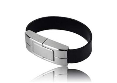 Κίνα Εξατομικεύσιμο Wristband USB λάμψης Drive μνήμης βραχιόλι επιχειρησιακών δώρων δέρματος ραβδιών μαύρο προς πώληση