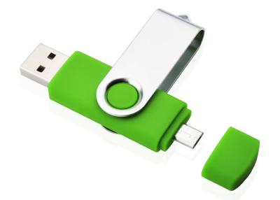 Chine Le vert 2 dans 1 dispositif de stockage d'USB de micro, coutume a imprimé les lecteurs 64GB d'instantané d'USB à vendre