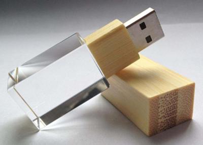 China Rectangle Crystal USB Flash Drive 4GB Customized Wooden Transparent for sale