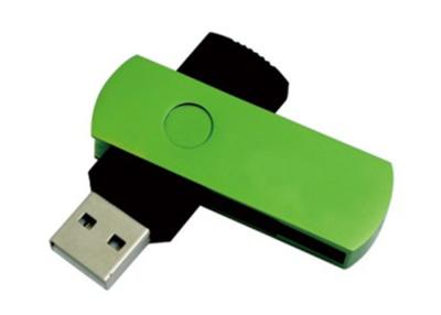 China Engraved Green Twist USB Sticks , Promotional Large Capacity Thumb drive Swivel for sale