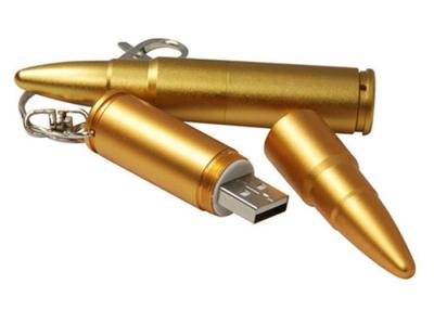 China Gold Metal USB 3.0 Flash Drive , Promotional USB Sticks Plated Bullet Shaped for sale