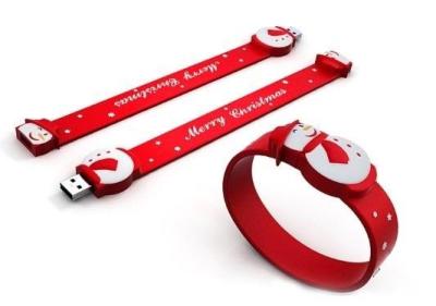 China Red PVC Wristband USB Flash Drive Red Santa Claus Christmas Gift for sale