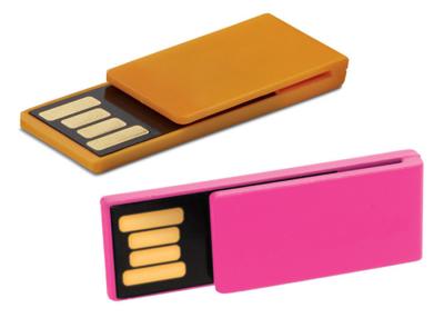 China Buch-Klipp Mini-USB-Blitz-Antriebs-Rosa orange dünne USB-Daumen-Plastikantriebe zu verkaufen