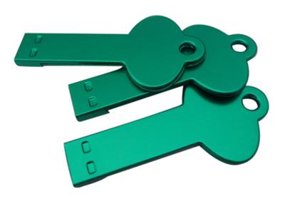 China Promotional Green Metal USB Flash Thumb Drive Key Shape Logo Engraved for sale