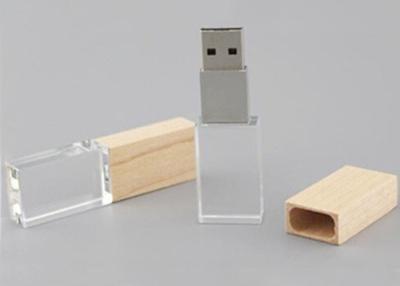 China Rectangle Crystal USB Flash Drive 8GB Customized Wooden Transparent for sale