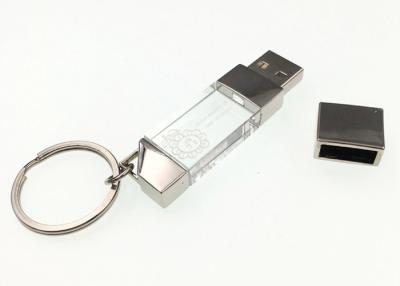 China Keychain Crystal Metal USB Flash Drive 8GB Customized Real Capacity Logo Laser Engraved for sale