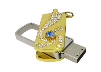 China Gold Rotating Crystal USB Flash Drive Memory Stick High Speed USB Flash Drives for sale